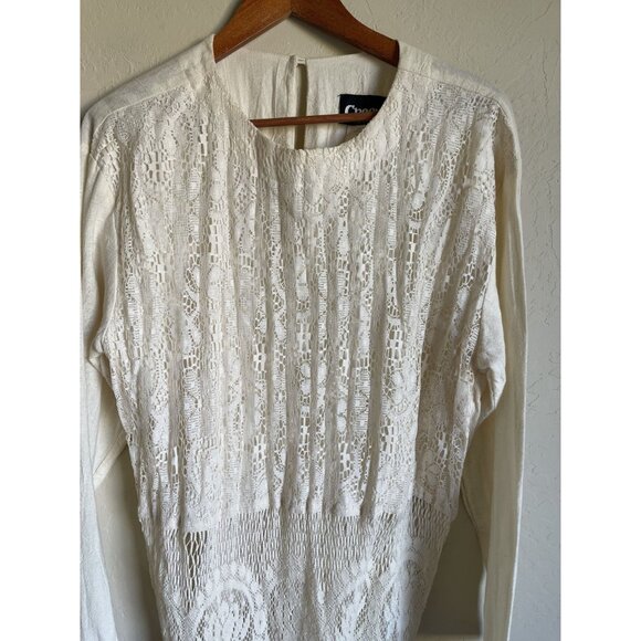 Choon California Made in USA Lace Fringe Cropped Top Size12 100% Cotton Top Fest - Picture 6 of 14